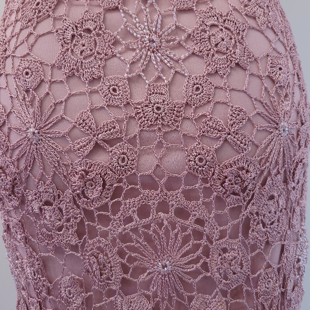 Vintage Y2K Crochet Beaded Regency Fairycore Daphne Bridgerton Slip Dress - Picture 11 of 14